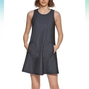 Calvin Klein Dress Denim Trapeze Dress w/pockets, Size 2